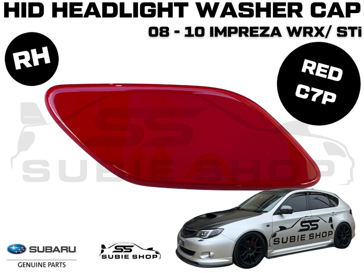 New Genuine Headlight Washer Cap Cover 08 - 10 Subaru Impreza G3 WRX STi RH Red