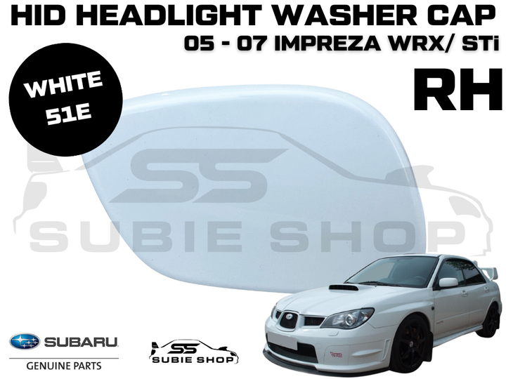 New Genuine Headlight Washer Cap Cover 05 -07 Subaru Impreza GD WRX STi RH White