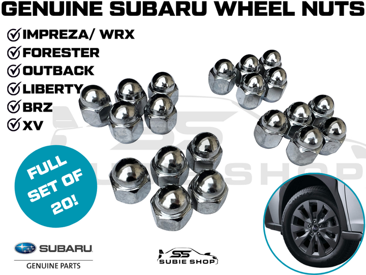 20 x New GENUINE Subaru Liberty Forester Outback Impreza BRZ XV Wheel Nuts Nut