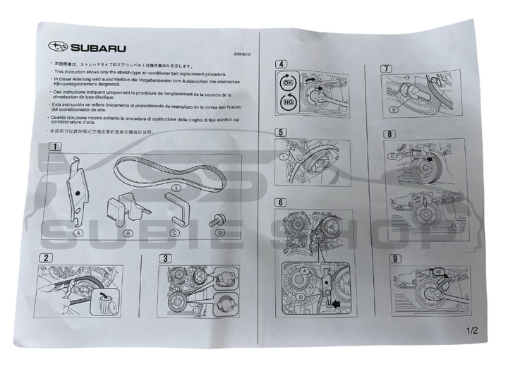 Genuine Subaru Impreza WRX STi G3 EJ255 257 Turbo 08 -14 AC Stretch Fit Belt Kit