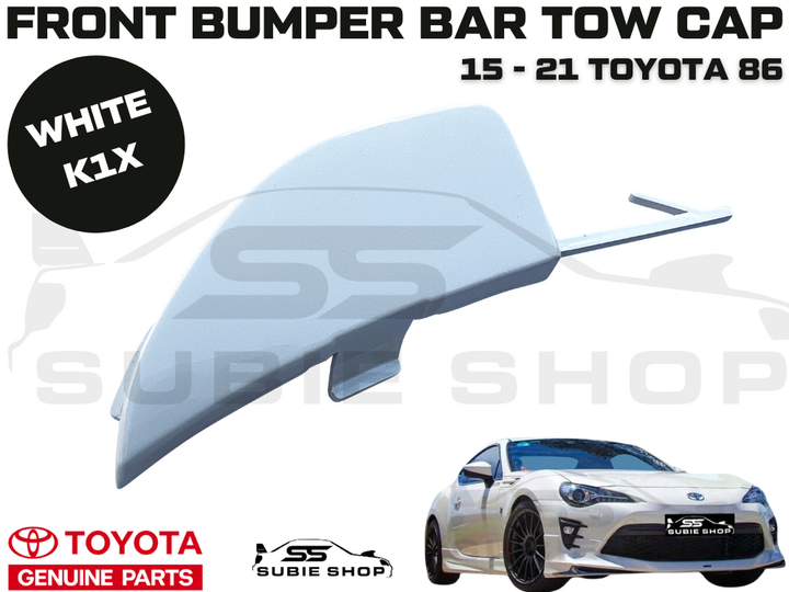 New GENUINE Toyota 86 2015 - 21 Front Bumper Bar Tow Hook Cap Cover White K1X