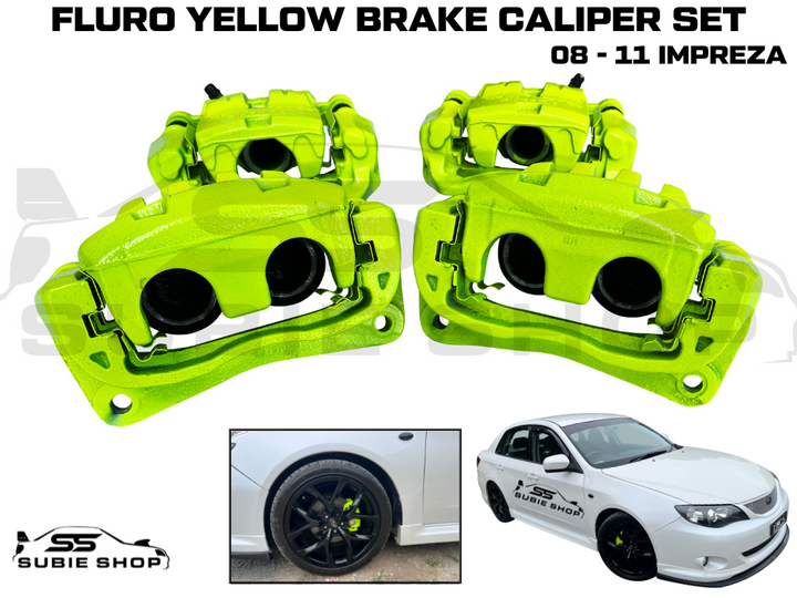 Subaru Impreza RS 08 - 11 GH G3 Painted Fluro Yellow STi Type Brake Calipers Set