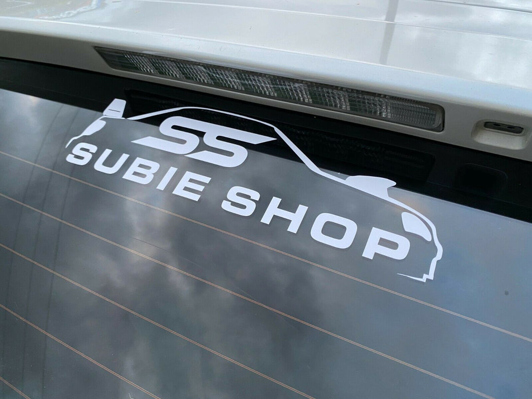 Official SUBIE SHOP Exterior Panel Window Vinyl Decal Sticker For Subaru JDM WHT