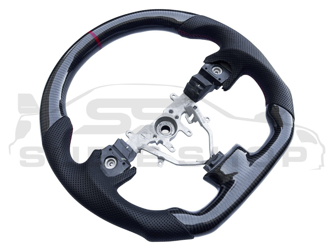 PRE-ORDER - Carbon Fiber Leather Red Stitch Steering Wheel For 08 - 14 Subaru Impreza WRX RS