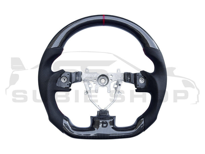 PRE-ORDER - Carbon Fiber Leather Red Stitch Steering Wheel For 08 - 14 Subaru Impreza WRX RS