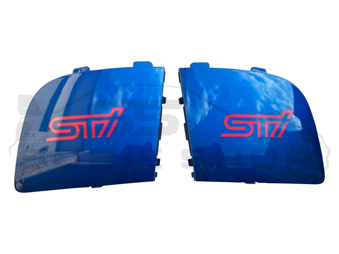 Genuine 06-07 Subaru Impreza WRX Hawkeye STi Fog Light Covers Surround Blue 02C