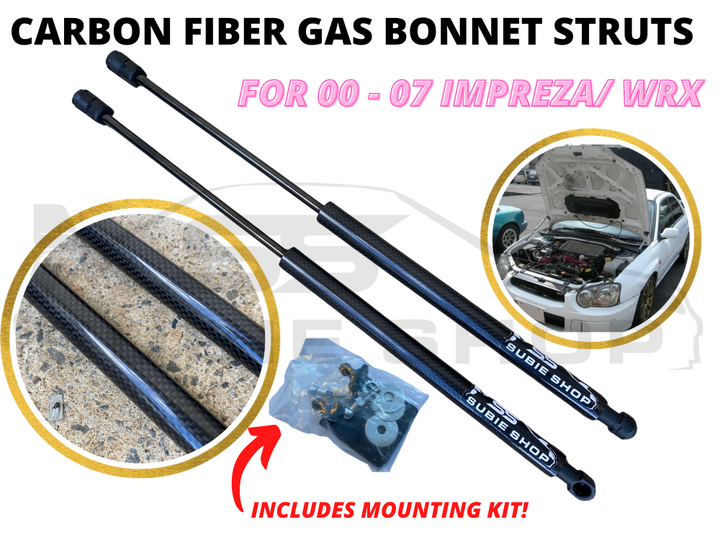 Carbon Fiber Bonnet Hood Lift Gas Struts For 00 - 07 GD Subaru Impreza WRX STi