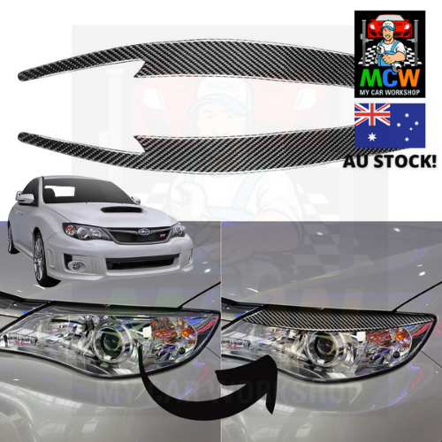 Carbon Fiber Headlight Eyelid Trim Decal Sticker Kit For 08 - 14 Subaru WRX STI