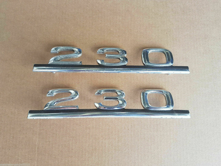 2 X 1965 Vintage Genuine Mercedes Merc Benz Badge Emblem OEM 230 Metal Chrome