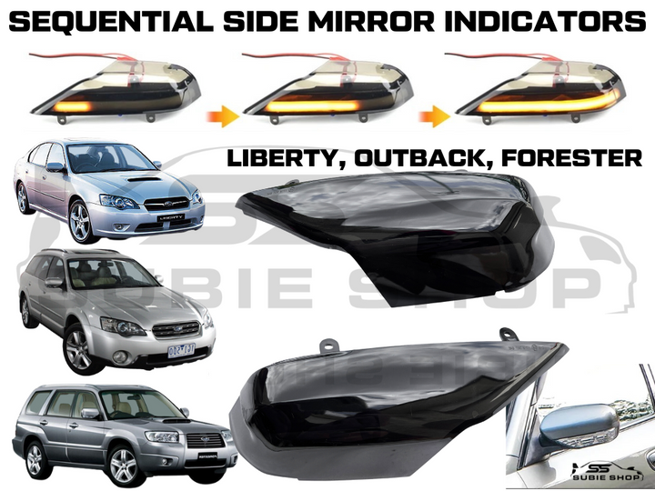 Smoked Black Sequential Side Mirror Indicators For Subaru Liberty Outbk Forester