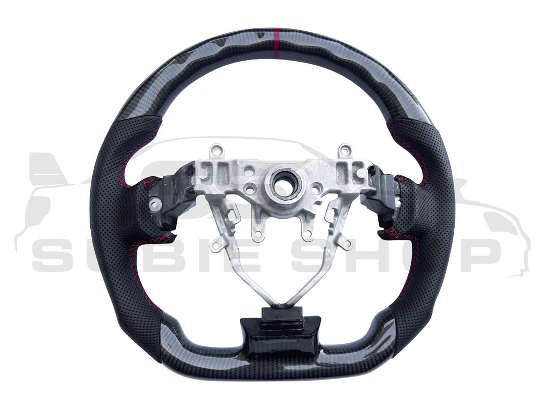 PRE-ORDER - Carbon Fiber Leather Red Stitch Steering Wheel For 08 - 14 Subaru Impreza WRX RS