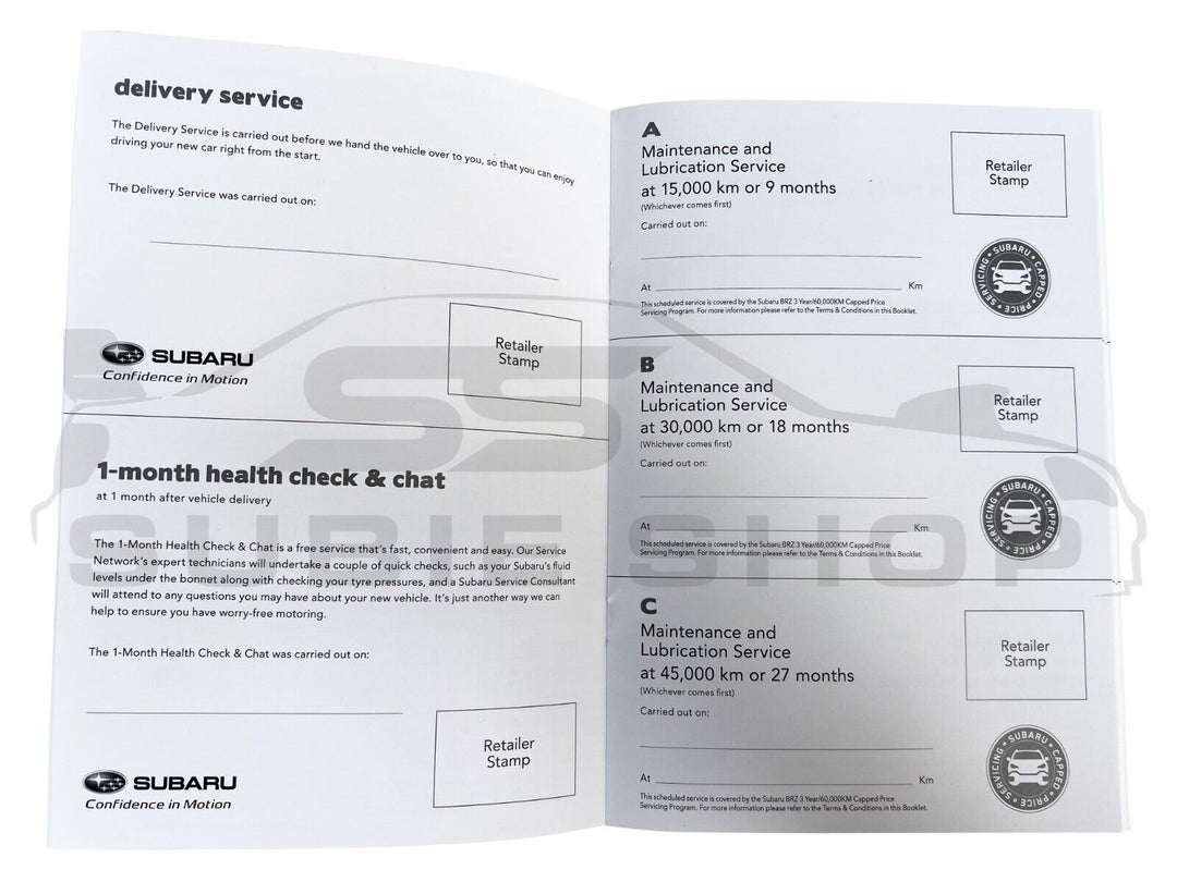 GENUINE Subaru BRZ 2018 - 21 Factory Owners Manual Log Service Book Wallet Pouch