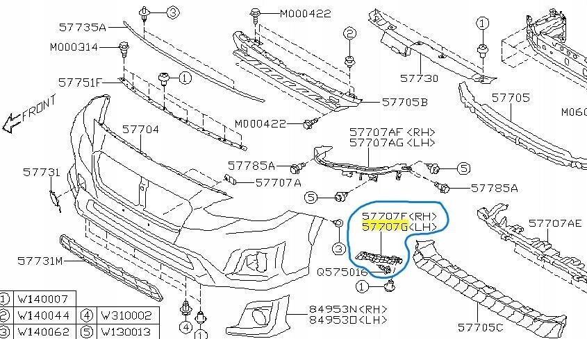 GENUINE Subaru XV GT CROSSTREK 17 -21 Front Bumper Bar Bracket Slider Right RH R