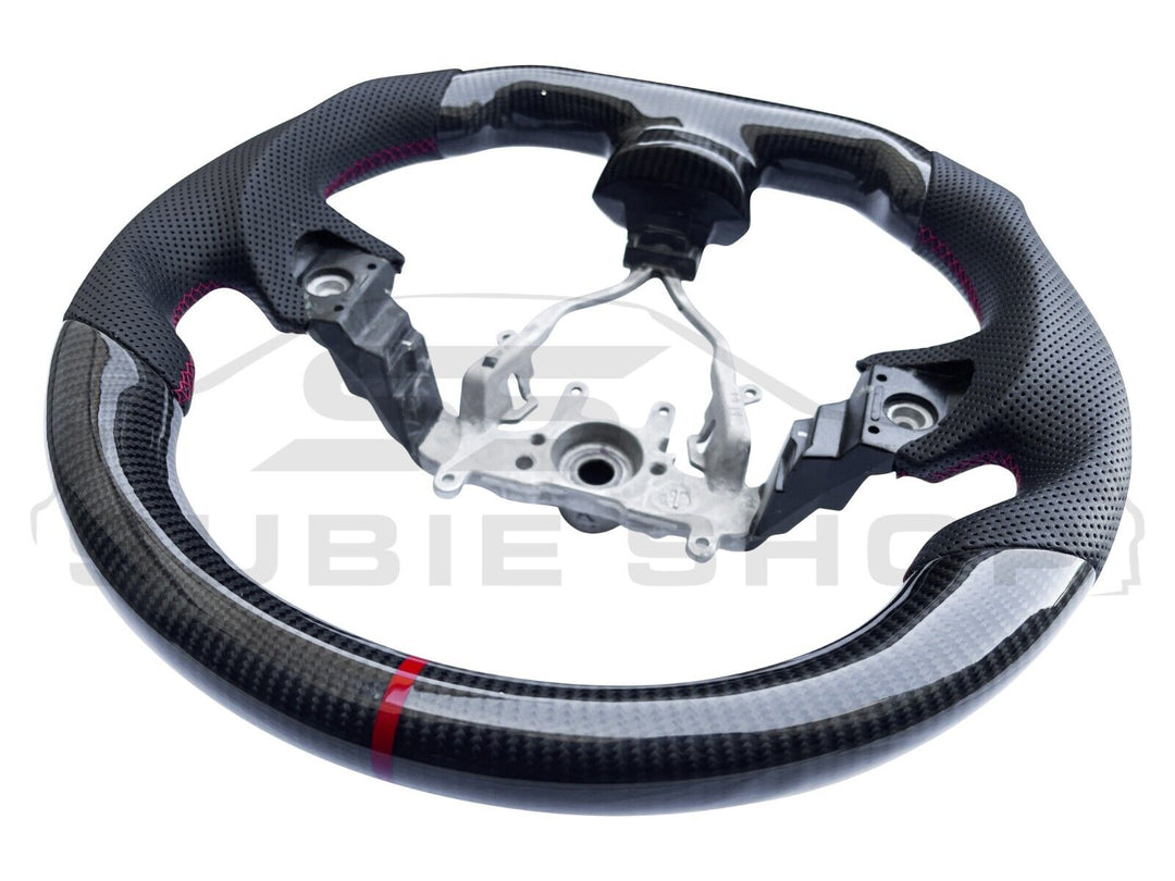 PRE-ORDER - Carbon Fiber Leather Red Stitch Steering Wheel For 08 - 14 Subaru Impreza WRX RS