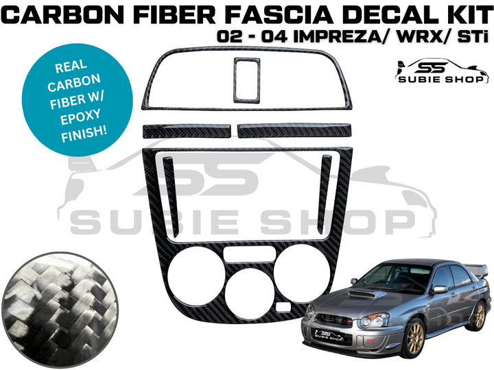 REAL Carbon Fiber Decal Fascia Cover Trim Kit For 02 - 04 Subaru Impreza WRX STi