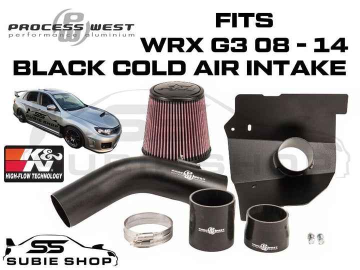 Process West 72mm Cold Air Intake K&N Hi Flow Filter for Subaru WRX & STI 08 -14