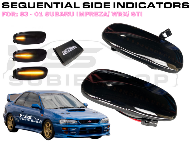 Smoked Black Lens Sequential Fender Side Indicators For 93-01 Subaru Impreza WRX