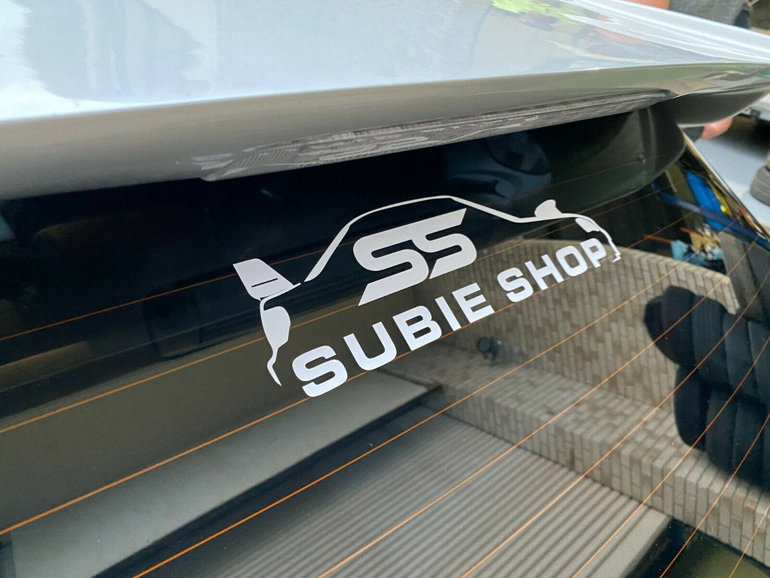 Official SUBIE SHOP Exterior Panel Window Vinyl Decal Sticker For Subaru JDM WHT