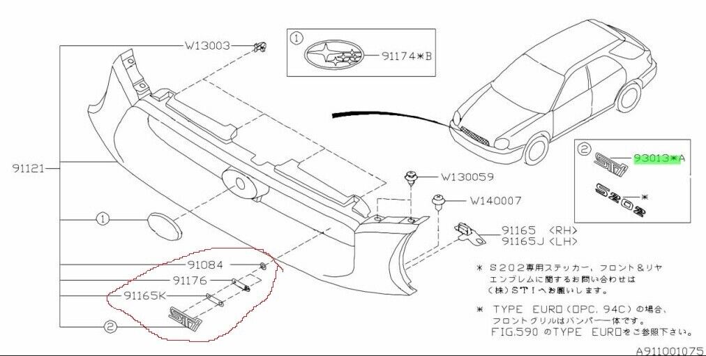 NEW OEM Genuine JDM Subaru Impreza WRX STI 01 -05 Front Grille Badge Logo Emblem