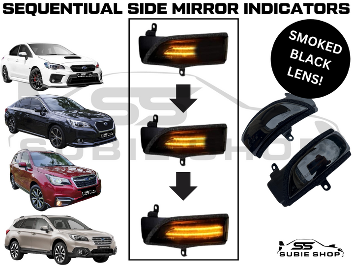 Smoked Blk Sequential Side Mirror Indicators For Subaru Impreza Liberty Forester