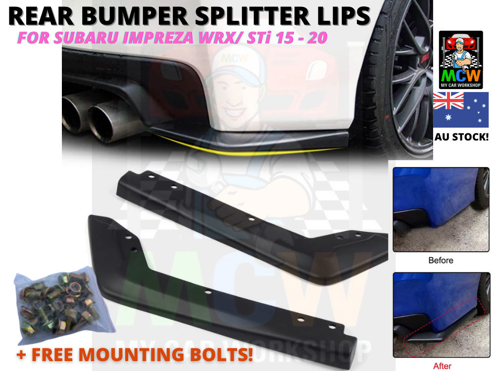 Rear Bumper Bar Spat Pods Lip Splitter Apron For 16 - 20 Subaru Impreza WRX STi