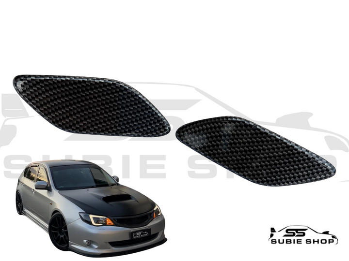 Subaru Impreza WRX RS 08 - 11 Carbon Fiber Wrapped Headlight Washer Cap Covers